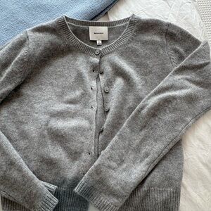 Reformation Clara Cashmere Cardigan, Color Granite, XS